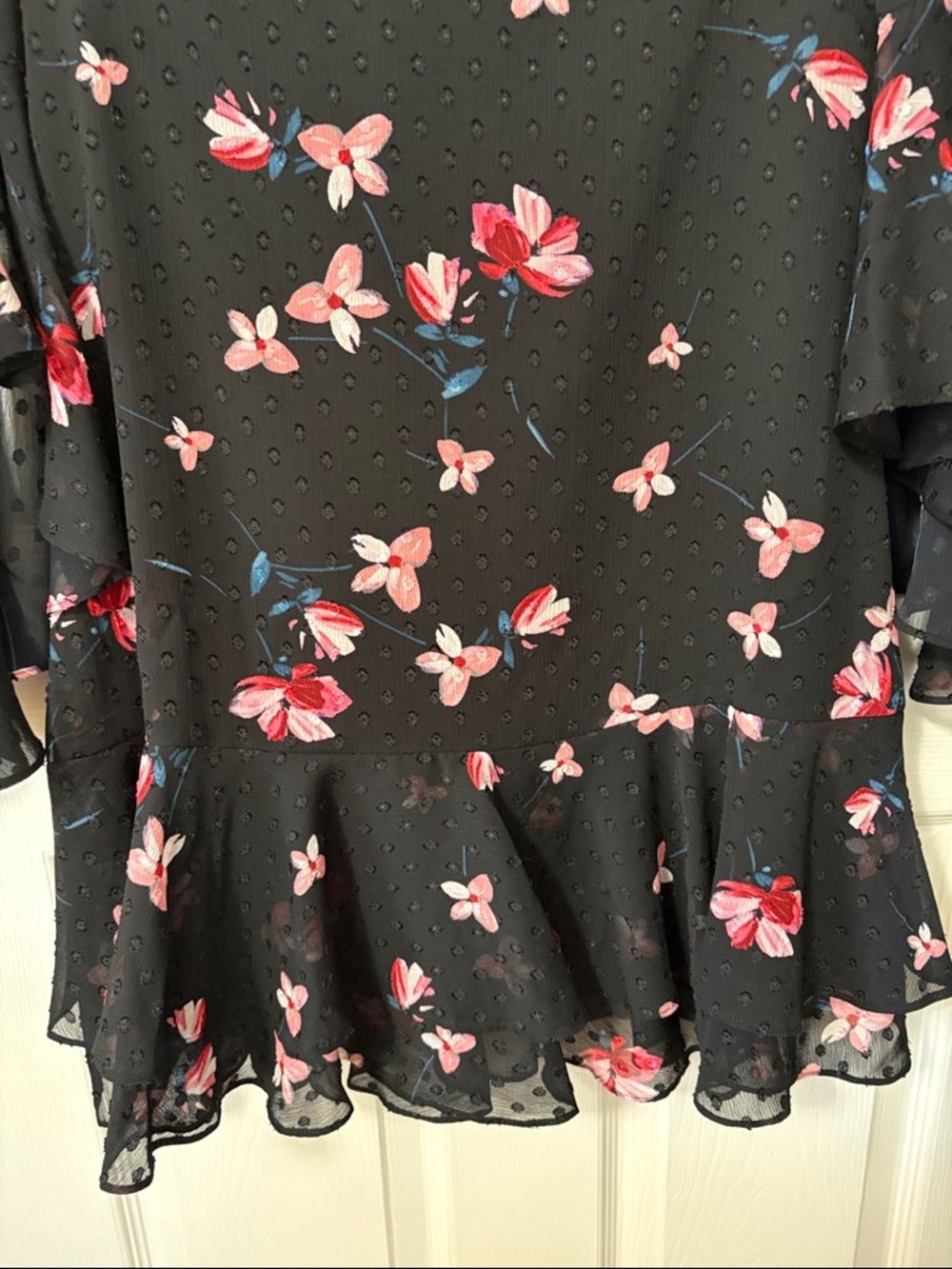 Eliza J Black Floral Ruffle Dress with Pink Print - Picture 3 of 8